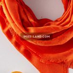 روسری نخی ژاکارد آتیس - مدل 7269 حاشیه نارنجی